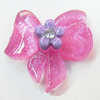 Resin Cabochons, No Hole Headwear & Costume Accessory, Bowknot with Acrylic Zircon 27x27mm, Sold by Bag