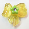 Resin Cabochons, No Hole Headwear & Costume Accessory, Bowknot with Acrylic Zircon 27x27mm, Sold by Bag