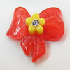 Resin Cabochons, No Hole Headwear & Costume Accessory, Bowknot with Acrylic Zircon 27x27mm, Sold by Bag