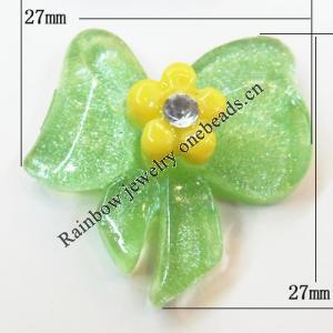 Resin Cabochons, No Hole Headwear & Costume Accessory, Bowknot with Acrylic Zircon 27x27mm, Sold by Bag
