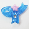 Resin Cabochons, No Hole Headwear & Costume Accessory, Knot with Acrylic Zircon 24x30mm, Sold by Bag