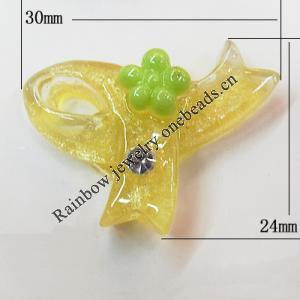 Resin Cabochons, No Hole Headwear & Costume Accessory, Knot with Acrylic Zircon 24x30mm, Sold by Bag