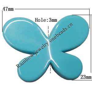  Solid Acrylic Beads, Butterfly 47x23mm Hole:3mm Sold by Bag 