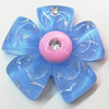 Resin Cabochons, No Hole Headwear & Costume Accessory, Flower with Acrylic Zircon 32mm, Sold by Bag