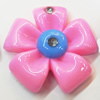 Resin Cabochons, No Hole Headwear & Costume Accessory, Flower with Acrylic Zircon 32mm, Sold by Bag