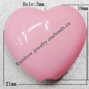  Solid Acrylic Beads, Heart 19x21mm Hole:3mm Sold by Bag 