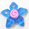 Resin Cabochons, No Hole Headwear & Costume Accessory, Flower with Acrylic Zircon 36mm, Sold by Bag