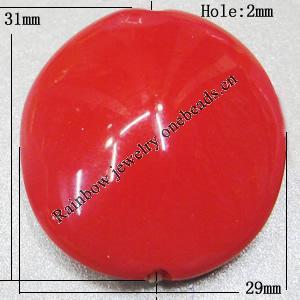  Solid Acrylic Beads, Flat Round 31x29x13mm Hole:2mm Sold by Bag 
