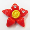 Resin Cabochons, No Hole Headwear & Costume Accessory, Flower with Acrylic Zircon 36mm, Sold by Bag