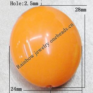  Solid Acrylic Beads, Oval 28x24x15mm Hole:2.5mm Sold by Bag 