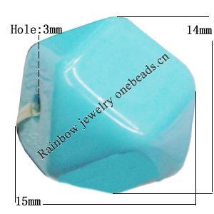  Solid Acrylic Beads, Polyhedron 15x14mm Hole:3mm Sold by Bag 