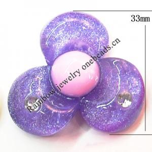 Resin Cabochons, No Hole Headwear & Costume Accessory, Flower with Acrylic Zircon 33mm, Sold by Bag