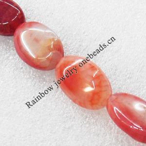 Gemstone beads, Agate(dyed), Flat Oval 25x17x9mm, sold per 16-inch strand