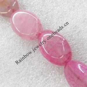 Gemstone beads, Agate(dyed), Flat Oval 25x17x9mm, sold per 16-inch strand