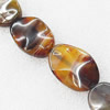 Gemstone beads, Agate(dyed), Twist Flat Oval 30x21mm, sold per 16-inch strand