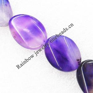 Gemstone beads, Agate(dyed), Flat Oval 30x22x6mm, sold per 16-inch strand