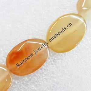 Gemstone beads, Agate(dyed), Flat Oval 20x15x5mm, sold per 16-inch strand