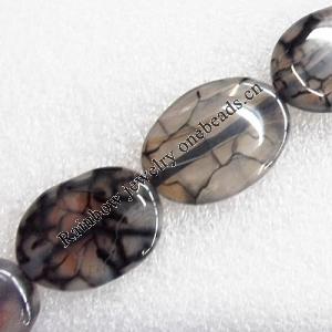 Gemstone beads, Agate(dyed), Flat Oval 20x15x5mm, sold per 16-inch strand