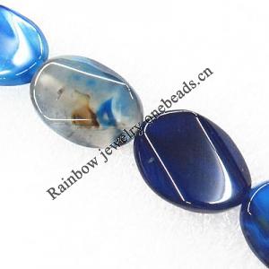 Gemstone beads, Agate(dyed), Flat Oval 25x20x7mm, sold per 16-inch strand