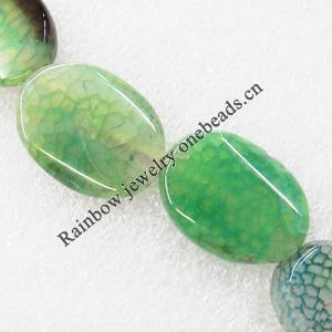Gemstone beads, Agate(dyed), Flat Oval 25x18x6mm, sold per 16-inch strand