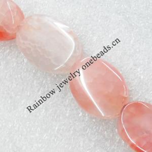 Gemstone beads, Agate(dyed), Flat Oval 26x29x8mm, sold per 16-inch strand