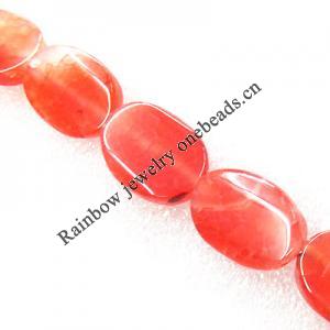 Gemstone beads, Agate(dyed), Flat Oval 25x19x6mm, sold per 16-inch strand
