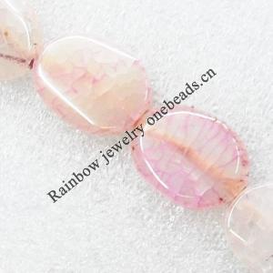 Gemstone beads, Agate(dyed), Flat Oval 24x17x7mm, sold per 16-inch strand