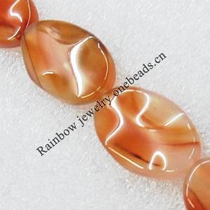 Gemstone beads, Agate(dyed), Twist Flat Oval 30x21x6mm, sold per 16-inch strand