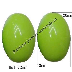  Solid Acrylic Beads, Oval 20x13mm Hole:2mm Sold by Bag 