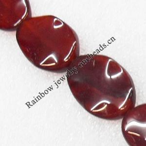 Gemstone beads, Agate(dyed), Twist Flat Oval 28x20x6mm, sold per 16-inch strand