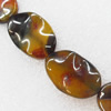 Gemstone beads, Agate(dyed), Twist Flat Oval 30x21x6mm, sold per 16-inch strand
