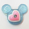 Resin Cabochons, No Hole Headwear & Costume Accessory, Animal Head with Acrylic Zircon 26x33mm, Sold by Bag