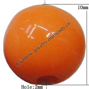  Solid Acrylic Beads, Round 10mm Hole:2mm Sold by Bag 