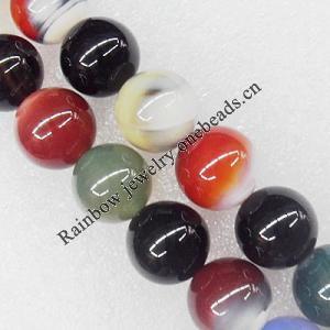 Gemstone beads, Agate(dyed), Round 14mm, sold per 16-inch strand