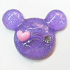 Resin Cabochons, No Hole Headwear & Costume Accessory, Animal Head with Acrylic Zircon 27x35mm, Sold by Bag