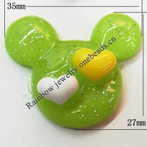 Resin Cabochons, No Hole Headwear & Costume Accessory, Animal Head 27x35mm, Sold by Bag