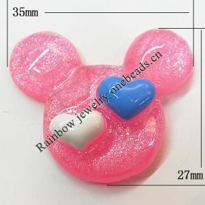 Resin Cabochons, No Hole Headwear & Costume Accessory, Animal Head 27x35mm, Sold by Bag
