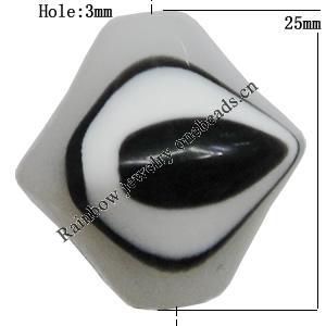 Resin Beads, Bicone 25x25mm Hole:3mm Sold by Bag 