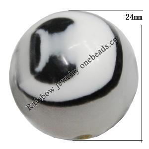 Resin Beads, Round 24mm Sold by Bag 