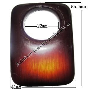 Resin Pendant, O:55.5x41x41 I:22mm Sold by Bag 