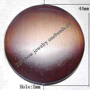 Resin Beads, Flat Round 44mm Hole:2mm Sold by Bag 