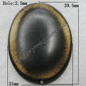 Resin Beads, Flat Oval 39.5x31mm Hole:2.5mm Sold by Bag 