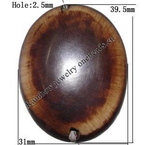 Resin Beads, Flat Oval 39.5x31mm Hole:2.5mm Sold by Bag 