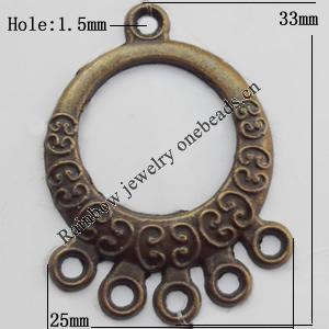 Connector, Lead-free Zinc Alloy Jewelry Findings, 25x33mm Hole=1.5mm, Sold by Bag