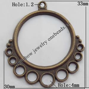 Connector, Lead-free Zinc Alloy Jewelry Findings, 30x33mm Hole=4mm,1.2mm, Sold by Bag