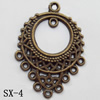 Connector, Lead-free Zinc Alloy Jewelry Findings, 25x34mm Hole=1.5mm,1mm, Sold by Bag