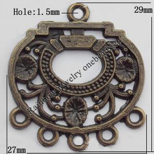Connector, Lead-free Zinc Alloy Jewelry Findings, 27x29mm Hole=1.5mm, Sold by Bag