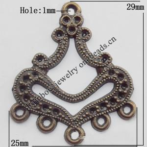 Connector, Lead-free Zinc Alloy Jewelry Findings, 25x29mm Hole=1mm, Sold by Bag