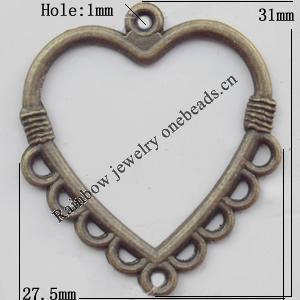 Connector, Lead-free Zinc Alloy Jewelry Findings, 27.5x31mm Hole=1mm, Sold by Bag