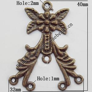 Connector, Lead-free Zinc Alloy Jewelry Findings, 32x40mm Hole=2mm,1mm, Sold by Bag